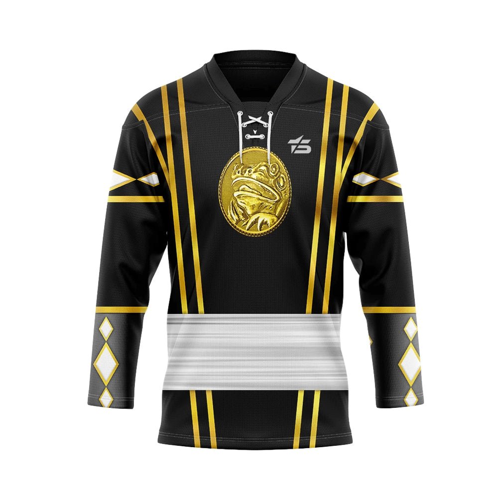 3D Black Frog Ninja Mighty Morphin Power Rangers Ninjetti Custom Hockey Jersey - Taxza Sports