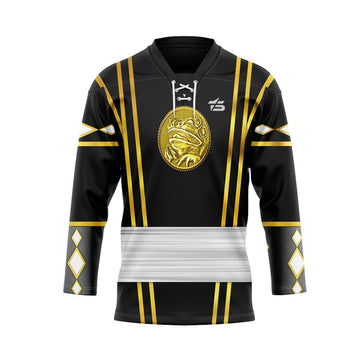 3D Black Frog Ninja Mighty Morphin Power Rangers Ninjetti Custom Hockey Jersey - Taxza Sports