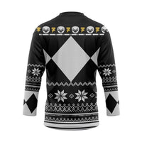 3D Black MIGHTY MORPHIN Power Ranger Ugly Custom Hockey Jersey - Taxza Sports