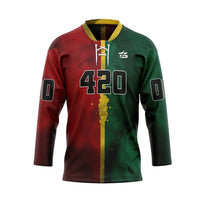3D Bob Marley Lion 420 Custom Name Number Hockey Jersey - Taxza Sports