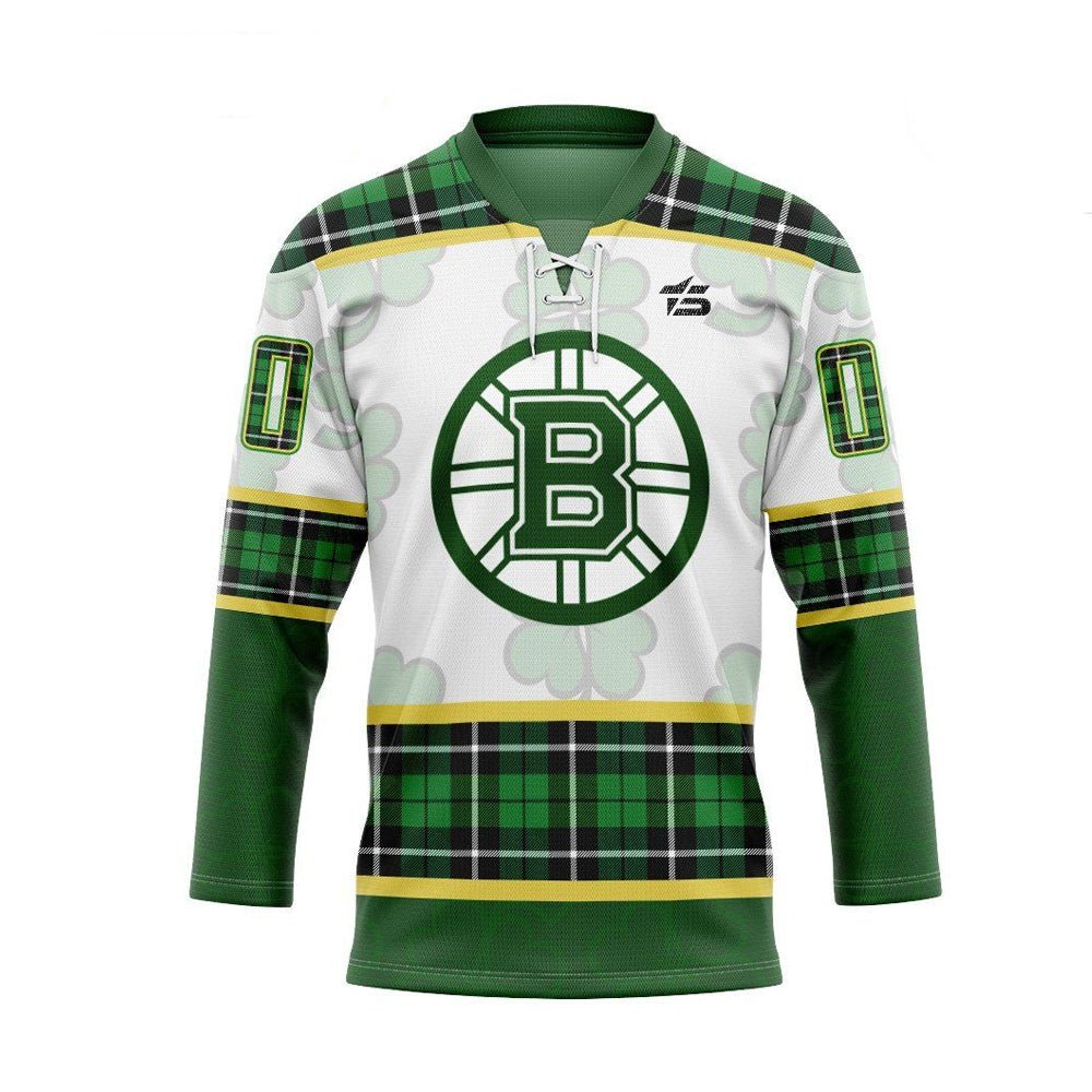 3D Boston Bruins St Patrick Day Custom Name Number Hockey Jersey - Taxza Sports
