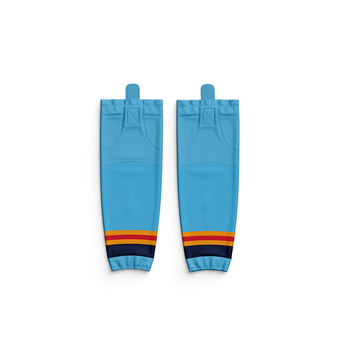 Blue sublimated ice hockey team socks