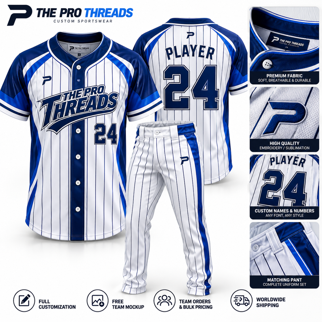 ustom sublimated baseball jersey and pants set by The Pro Threads