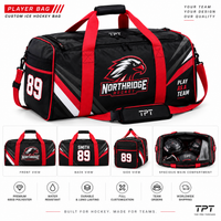 Custom ice hockey player bag with team logo, player number and multiple compartments