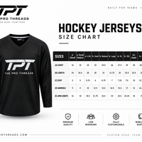 Custom hockey practice jersey size chart