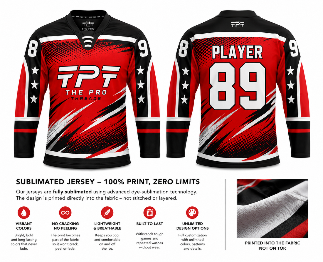 Custom ice hockey jersey back view with player number Custom hockey jerseys USA and Canada