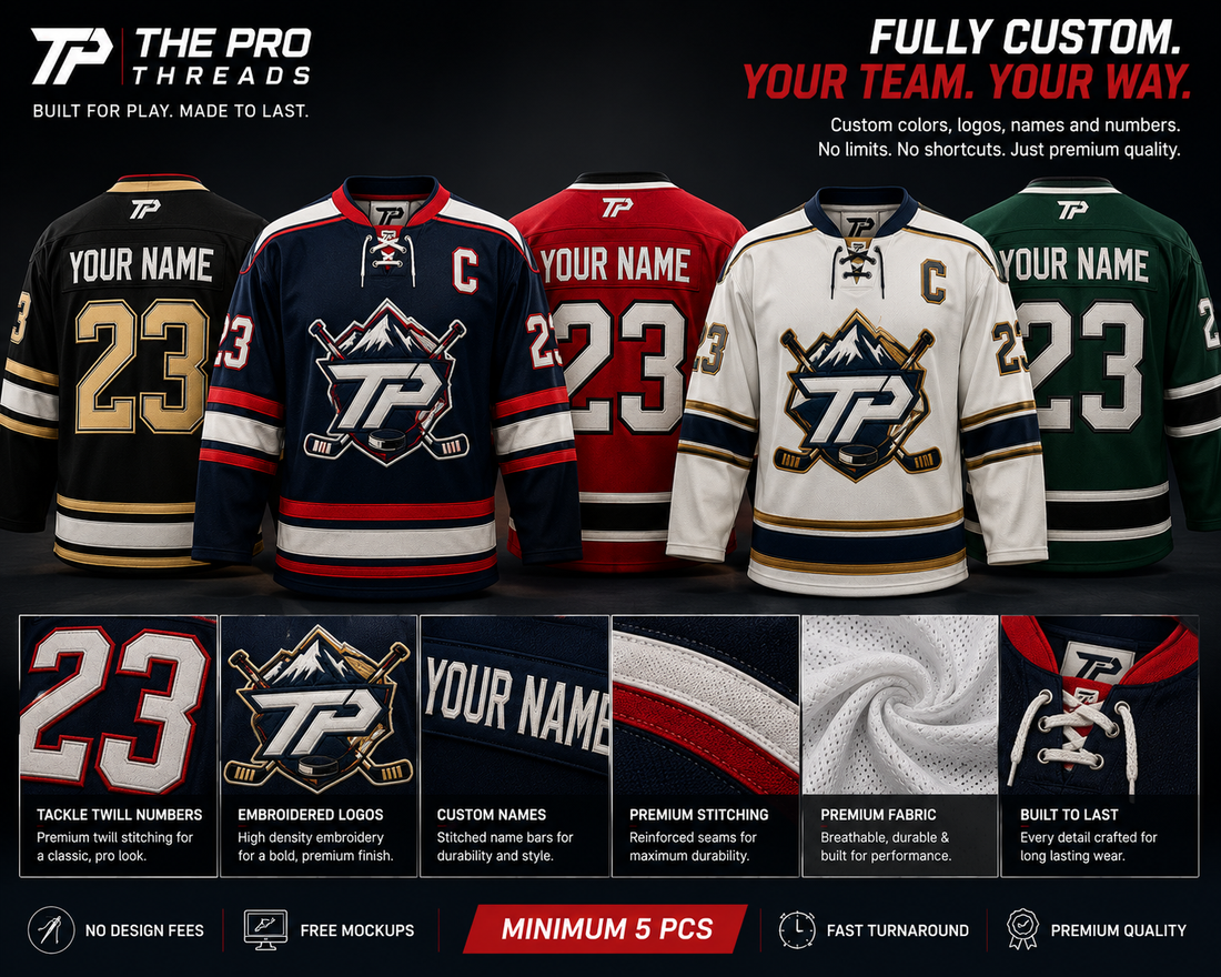 Custom team embroidered hockey jerseys for clubs and leagues