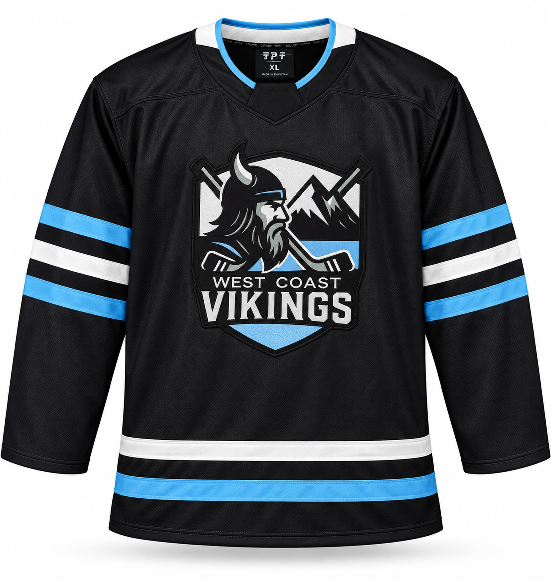 Custom embroidered ice hockey jersey with tackle twill