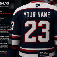 Premium embroidered ice hockey jersey fabric and stitching