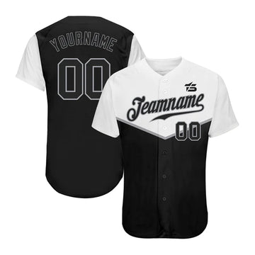 Custom Black Black - Gray 3D Pattern Design Multicolor Authentic Baseball Jersey - Taxza Sports