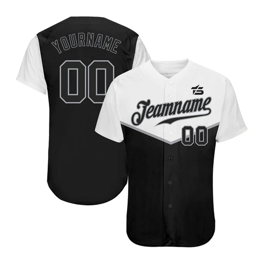 Custom Black Black - Gray 3D Pattern Design Multicolor Authentic Baseball Jersey - Taxza Sports