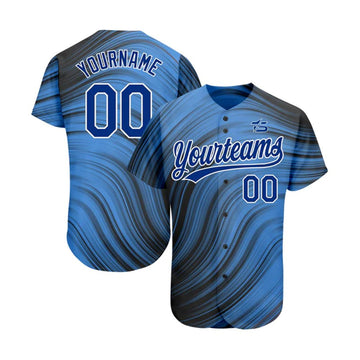 Custom Light Blue Royal - Black 3D Pattern Design Authentic Baseball Jersey - Taxza Sports